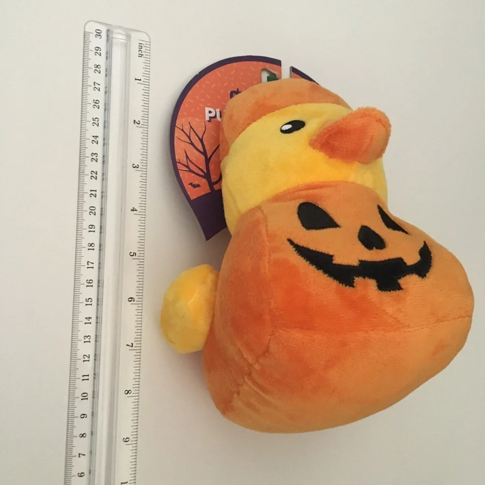 NEW Dog Toy Pumpkin Duck Stuffed Plush Squeaker Machine Washable | FuzzYard